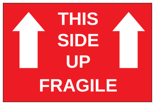 "This Side Up - Fragile" Shipping Label