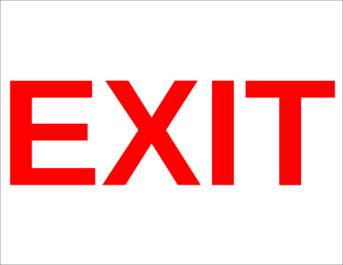 White Background "Exit" Sign Label