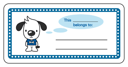 Dog-Themed School Belonging Identification Label