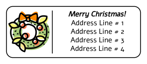 Illustrated Christmas Wreath Address Label