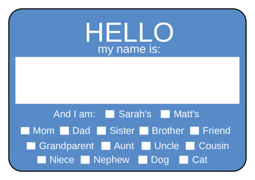 "Hello My Name" Is Wedding Name Tag