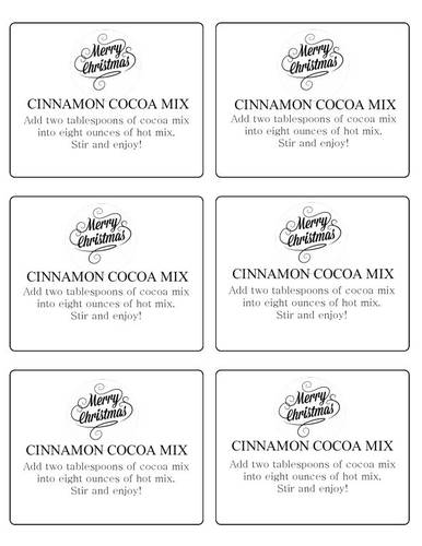 Homemade Cinnamon Cocoa Mix Label Printable