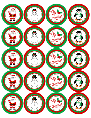 Assorted Christmas-Themed Circle Labels Printable