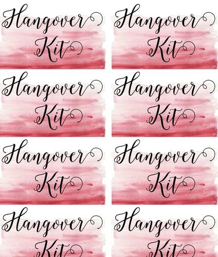 Hangover Kit Wedding Label