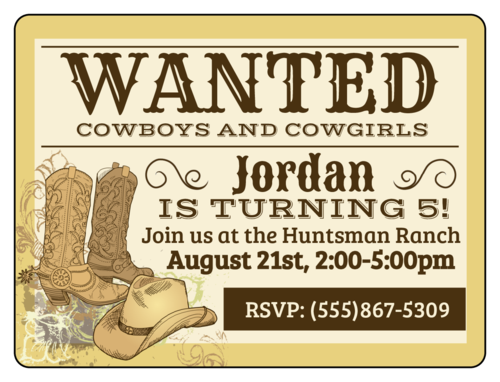 Cowboy Themed Birthday Invite