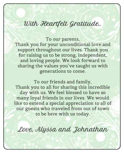 Floral Wine Bottle Backing Label