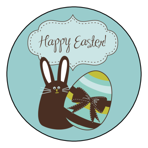 Easter Bunny & Easter Egg Round Label