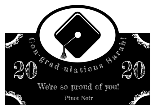 Arched Graduation Cap Wine Bottle Label