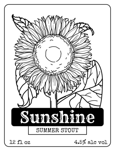 Sunflower Beer Bottle Label