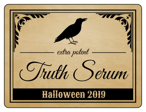 "Truth Serum" Halloween Wine Bottle Label