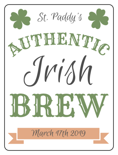 Authentic St. Paddy's Day Brew Beer Bottle Label