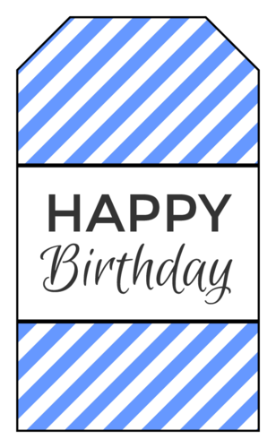 "Happy Birthday" Striped Gift Tag