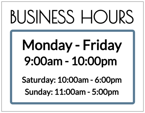 Business Hours Signage Label