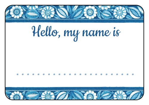 Hello My Name Is Blue Floral Name Label Onlinelabels Com