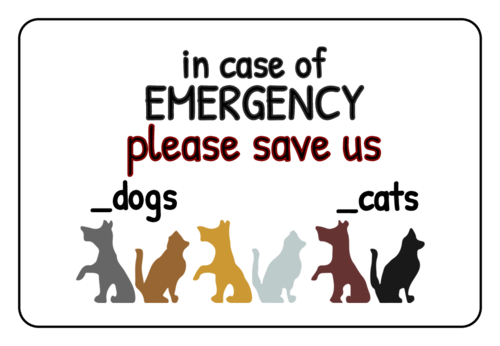 Pet Emergency Dog/Cat Home Notification Label