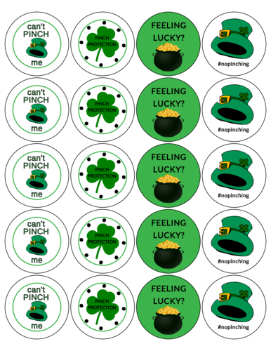 Assorted St Patrick’s Day Pinch Protection Stickers Printable