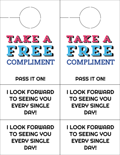 Free Compliment Cardstock Door Hanger