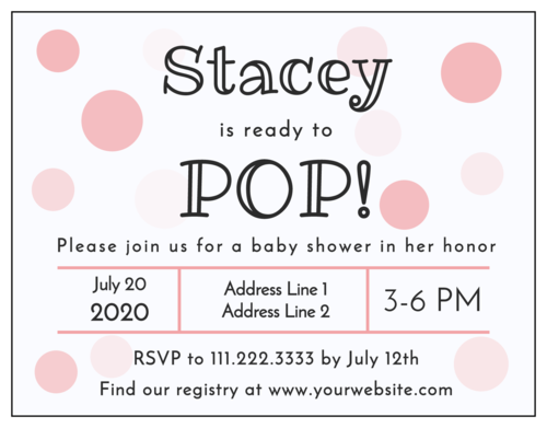 "Ready to Pop!" Cardstock Baby Shower Invite