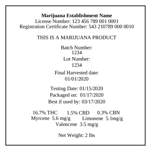 Marijuana Cannabis Cultivation Label