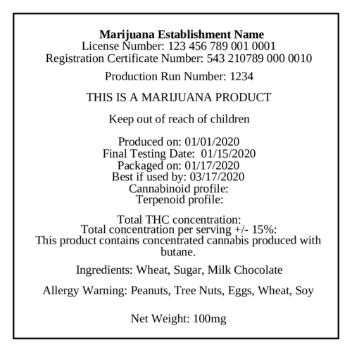 Marijuana Cannabis Production Label