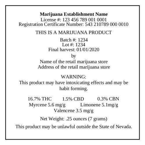 Marijuana Cannabis Flower Label