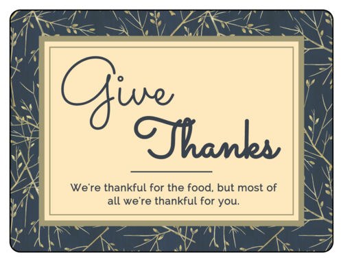 "Give Thanks" Florid Thanksgiving Label