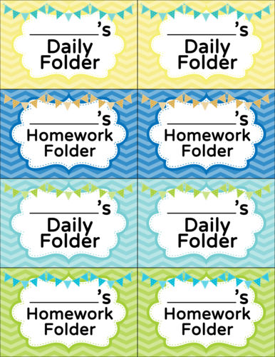 Daily Folder & Homework Folder Classroom Labels Printable