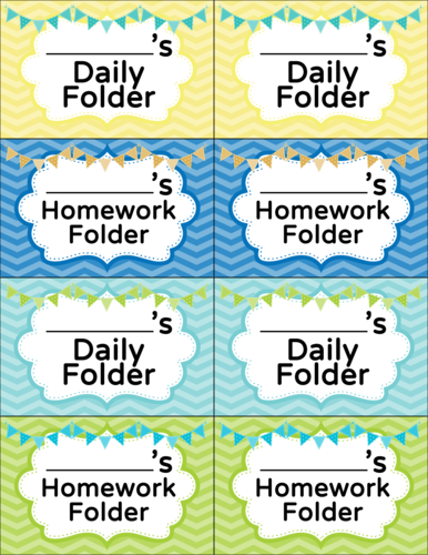 homework folder labels