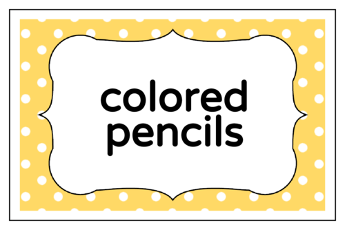 Polka Dot Classroom Supplies Label