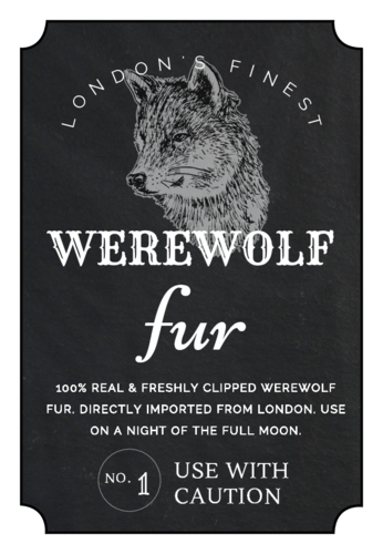 Werewolf Fur Decorative Halloween Apothecary Label