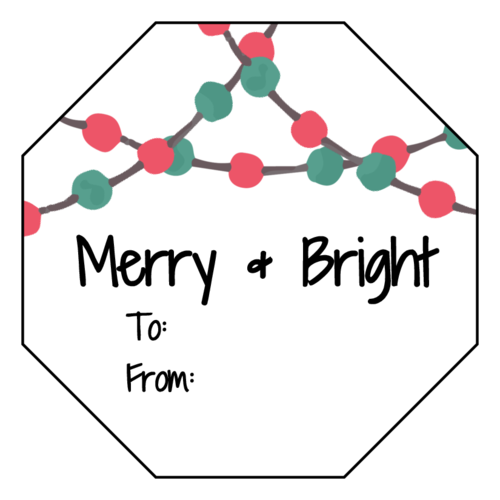Merry & Bright Christmas Lights Gift Tag
