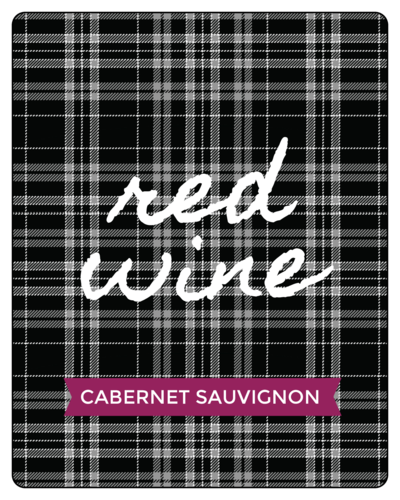 Red Wine Plaid Fall Wine Bottle Label