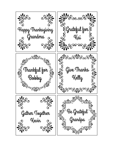 Thanksgiving Table Setting Label