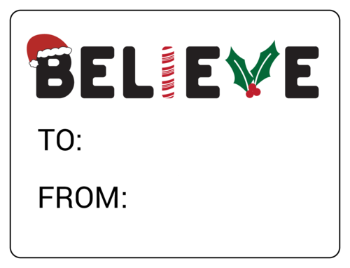 "Believe" Christmas Gift Tag