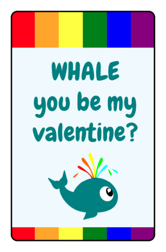 Punny "Whale You Be My Valentine" Label