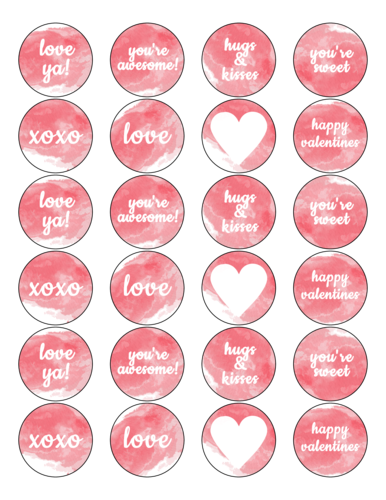Assorted Watercolor Valentine's Day Label Printable