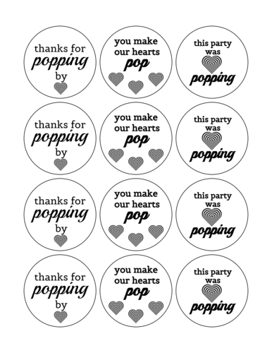 Popcorn Favor Circle Label