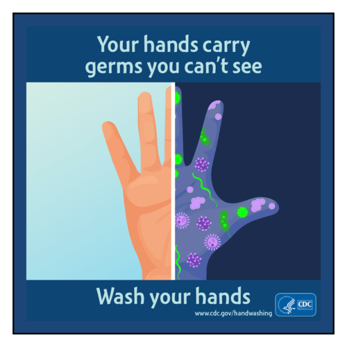 "Wash Your Hands" CDC Germs Information Label
