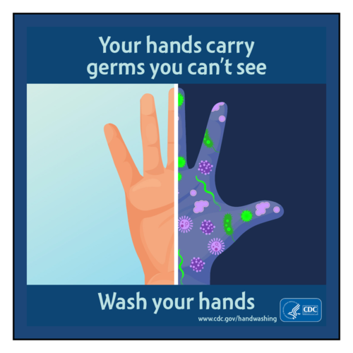 Wash Your Hands Cdc Germs Information Label