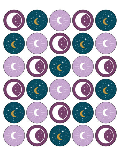 Celestial Moon Sticker Set, Assorted