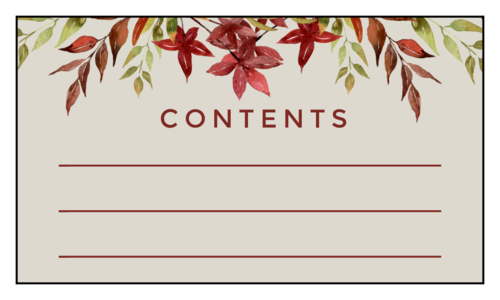 "Contents" Floral Thanksgiving Leftover Label