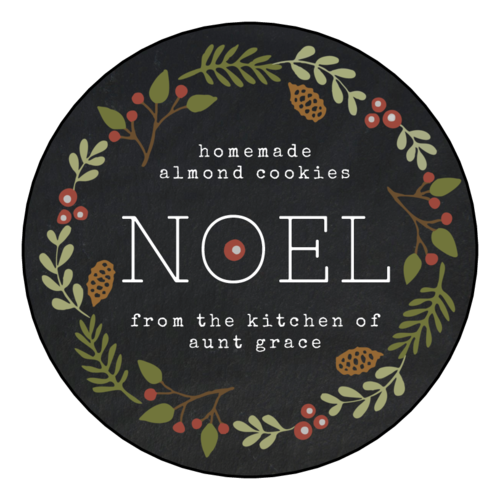"Noel" Christmas Wreath Food Gift Label