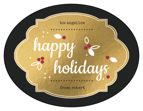 "Happy Holidays" Gold Foil Gift Sticker