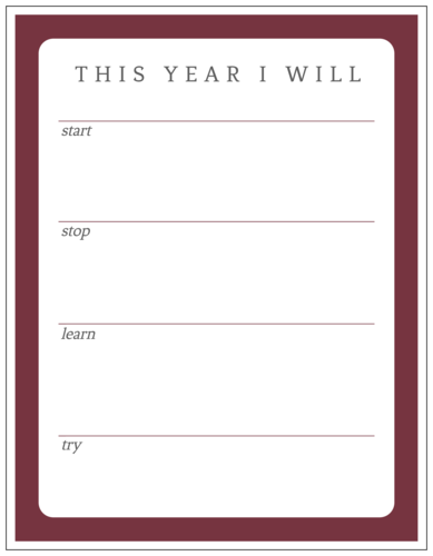 "This Year I Will" New Year's Resolution Goal Tracker