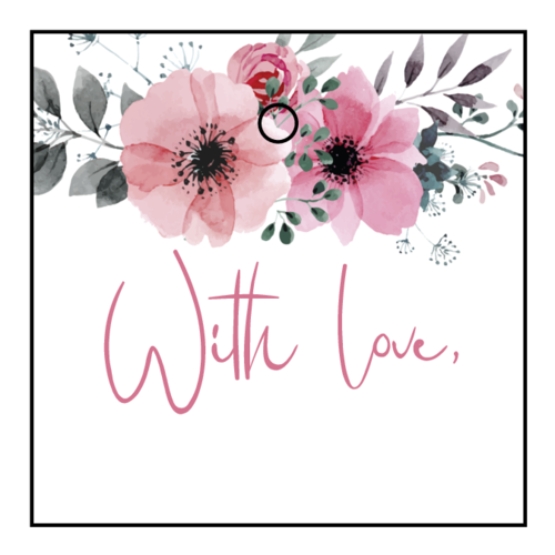 "With Love" Floral Square Cardstock Gift Tag