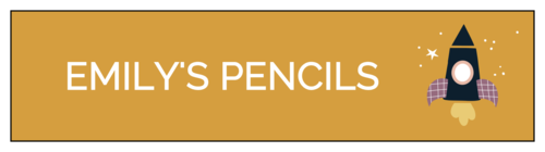 Rocket Ship Pencil Case School Supply Label
