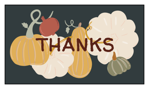 "Thanks" Autumn Harvest Thanksgiving Favor Label