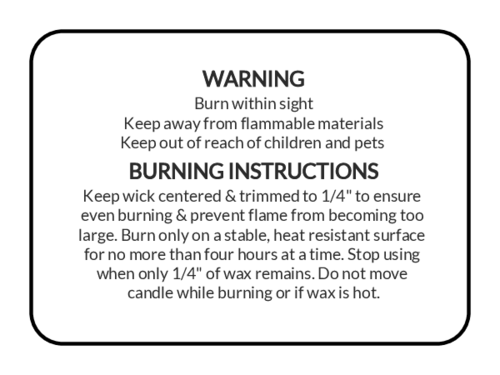 Printed Candle Warning Stickers/Labels, Candle Instruction Stickers/Labels,  Candle Safety Stickers/Labels, Candle Care, Candle Makers