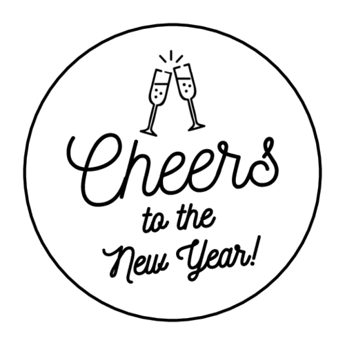 "Cheers to the New Year!" Circle Label
