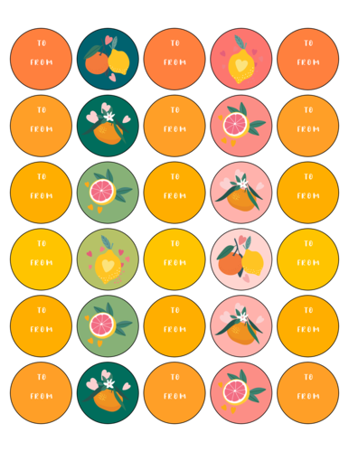 Assorted Citrus Valentine's Day Gift Labels